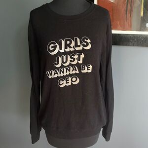 Social Sunday black crew neck long sleeve lightweight graphic sweater. XS/S